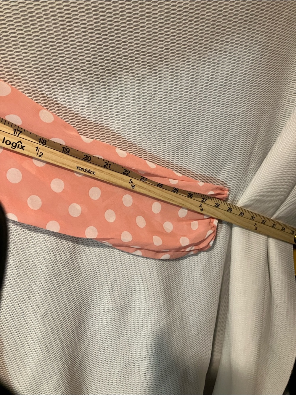 Shein Peach Polka Dot Ruffle Blouse - Picture 6 of 8